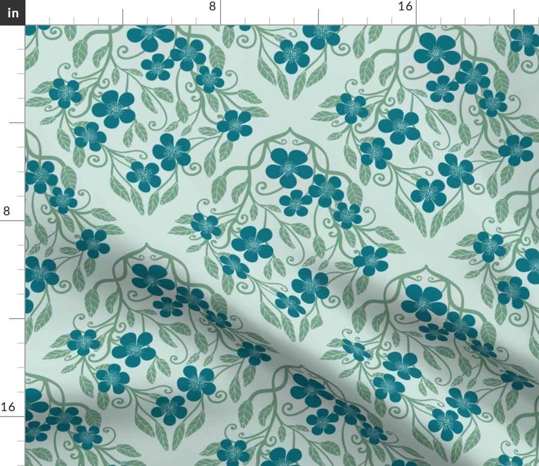 Blooms in blue.damask.seaglass