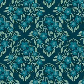 Blooms in Blue.Damask.navy