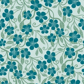 Blooms in blue.sea glass