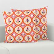 Retro Space Exploration - Rockets and Planets in pink and orange vintage colors