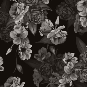 Romantic Floral Black and White
