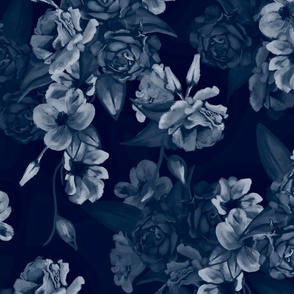 Romantic Floral Blue Tone