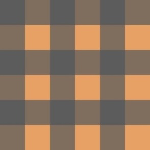 (M Scale) Dark Grey and Orange Buffalo Plaid