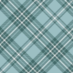 (M Scale) Light Blue and Teal Diagonal Plaid