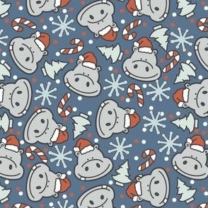 Blue Christmas Hippos