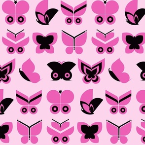 Butterflies black and pink