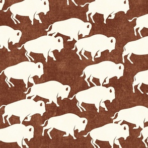 bison stampede - boho southwest - trendy buffalo - cream on brandywine - C22