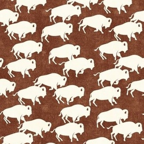 (small scale) bison stampede - boho southwest - trendy buffalo - cream on brandywine - C22