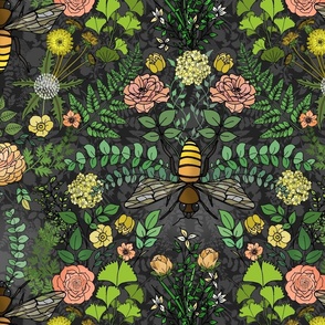 Honey Bees, Flowers and Trees  (large scale)  