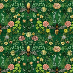 Honey Bees, Flowers and Trees  (medium scale)  