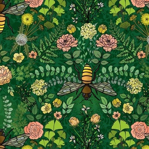 Honey Bees, Flowers and Trees  (large scale)  