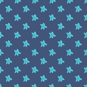 Retro Floral Joy - Stars - Compliment - Aqua on Uniform Blue- 42567b_ 3dcbd7