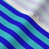 Retro Floral Joy - Stripes - Compliment - Aqua and Ultramarine Blue -  3dcbd7, 1100da