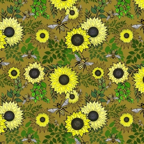 Sunflowers and Bees 