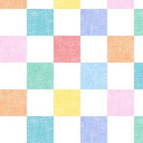(small scale) checkerboard - woven checks - pastel rainbow -  LAD22
