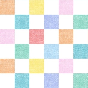 checkerboard - woven checks - pastel rainbow -  LAD22