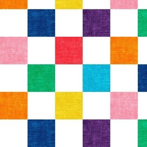(small scale) checkerboard - woven checks - multi rainbow -  LAD22