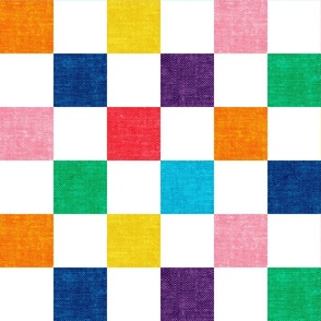 checkerboard - woven checks - multi rainbow -  LAD22