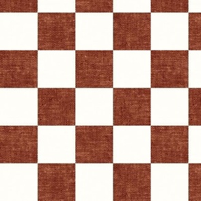 (small scale) checkerboard - woven checks - rust - LAD22