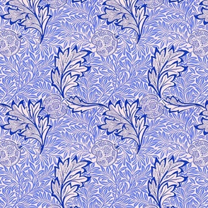 Red house wallpaper by William Morris - MEDIUM- blue Antiqued  art nouveau art deco adaption 