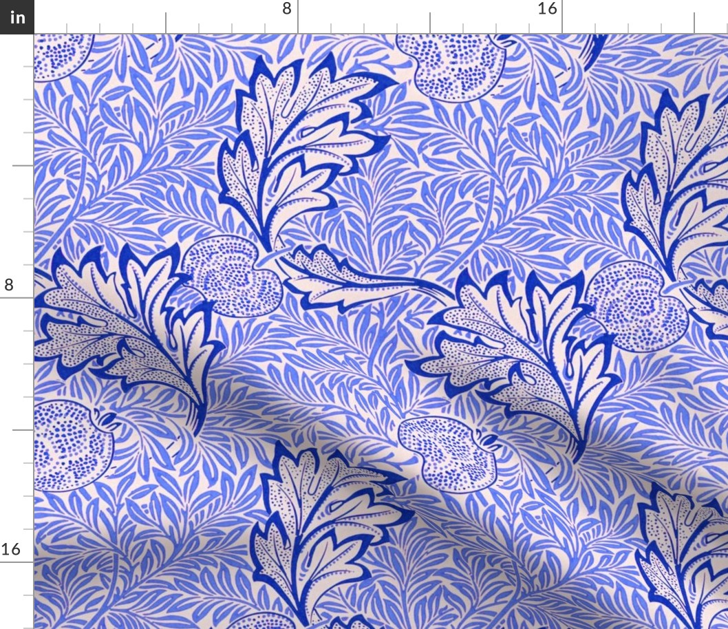 Red house wallpaper by William Morris- LARGE - blue Antiqued art nouveau art deco adaption 