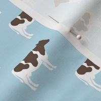 cows on baby blue  - farm fabric C22