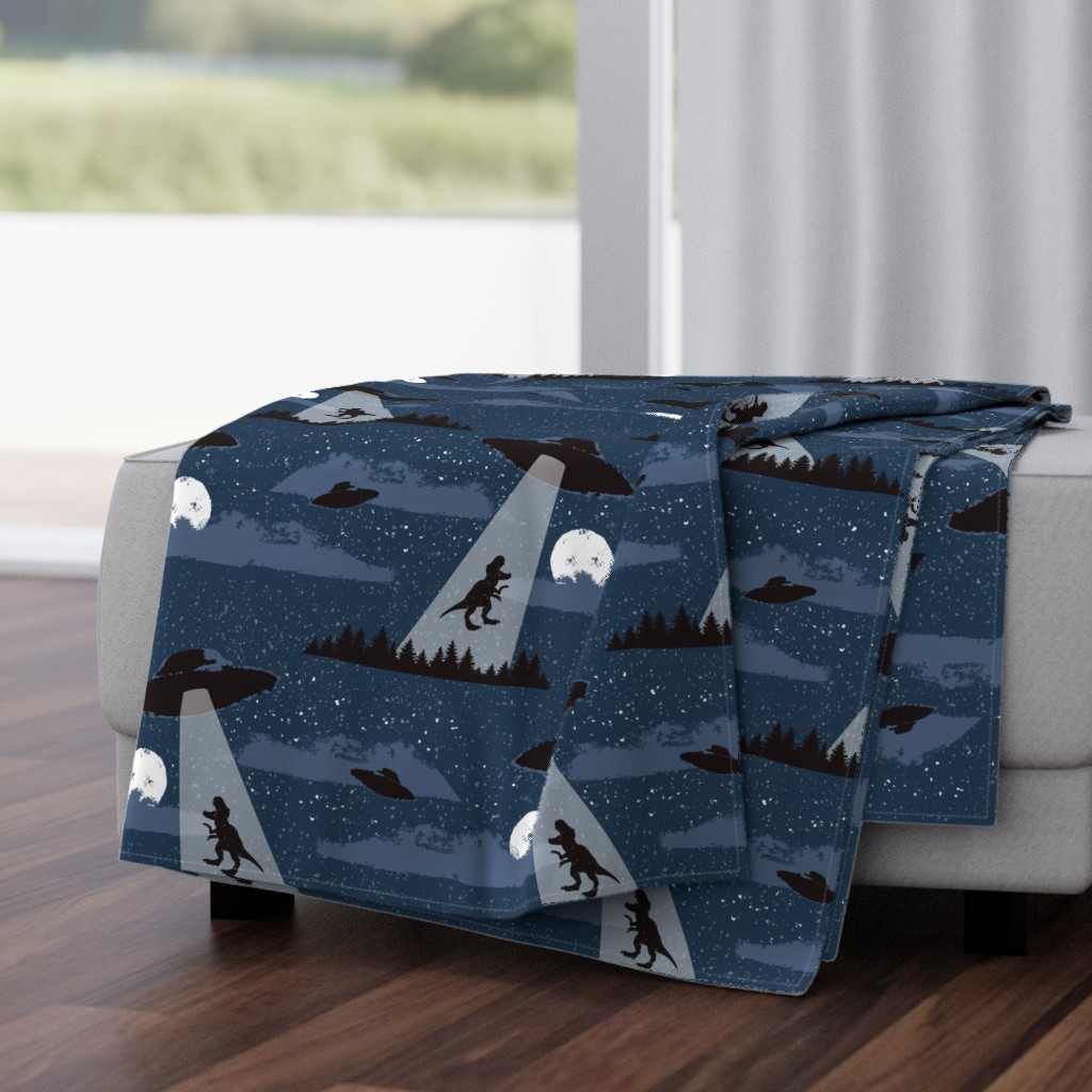 Alien Dino Abduction - Navy Blue - Large