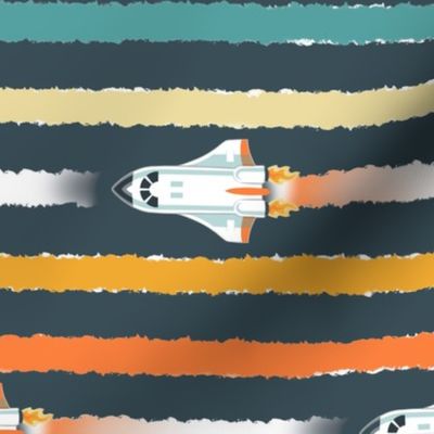 Space Shuttle Stripes in Navy Rainbow - larger