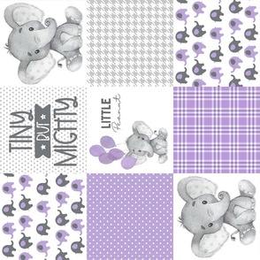 Purple and Gray Elephant Baby Quilt
