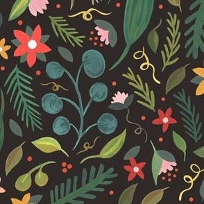 Christmas Gouache Botanicals | Black Med.