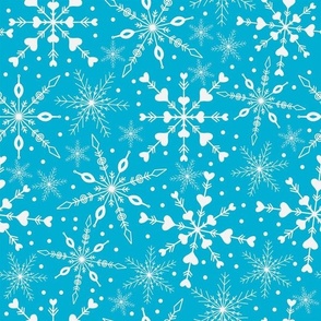 Believe: Winter White Snowflakes On Blue