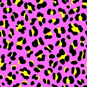80s Leopard Print Neon Yellow & Orchid Purple