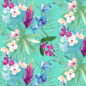 Tropical OG Aqua watercolor floral 
