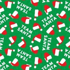 Team Santa - toss Santa hats on light green - LAD22