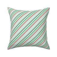 Diagonal Christmas Stripes - Green Red on mint - LAD22