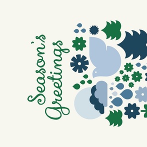 Season's Greetings Wallhanging & Tea Towel | Green & Blue