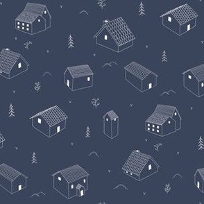 Little Houses Small White and Navy
