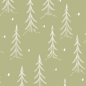 Line Pine Trees Olive