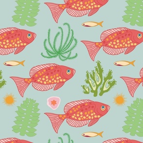 Underwater sea world seamless pattern. 