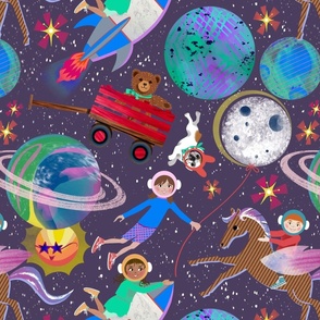 Playtime in Space (Paper Collage/Plum)