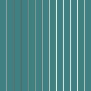 Off White Pinstripe on Teal