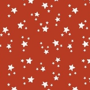 Starry Christmas sky on red