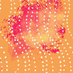 A Curtain of Stars - bold vibrant flowing abstract (orange and pink)