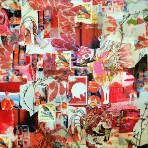 Red collage fabric