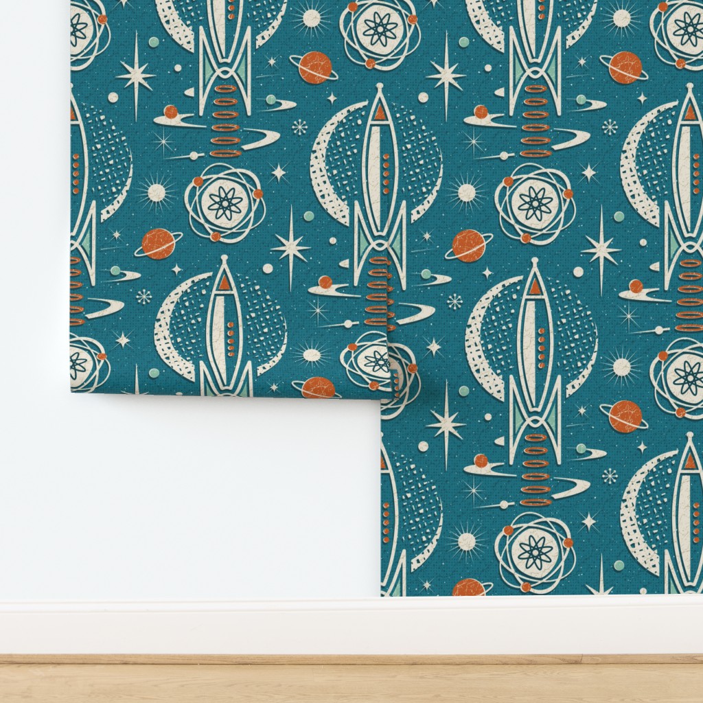 Atomic Age Space Exploration Wallpaper | Spoonflower