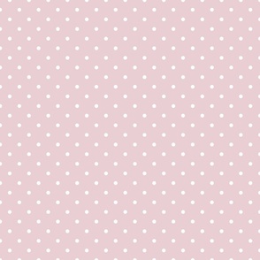 White polka dots on pastel pink