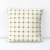 Yellow and Teal Grid Gingham Check Plaid