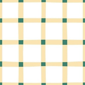 Yellow and Teal Grid Gingham Check Plaid