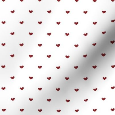 Tiny Dark Red Hearts in White Background 