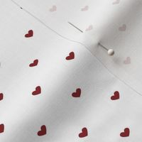 Tiny Dark Red Hearts in White Background 